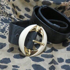 Alexis Kirk Vintage snakeskin leather Navy Gold embellished belt Gorgeous!!